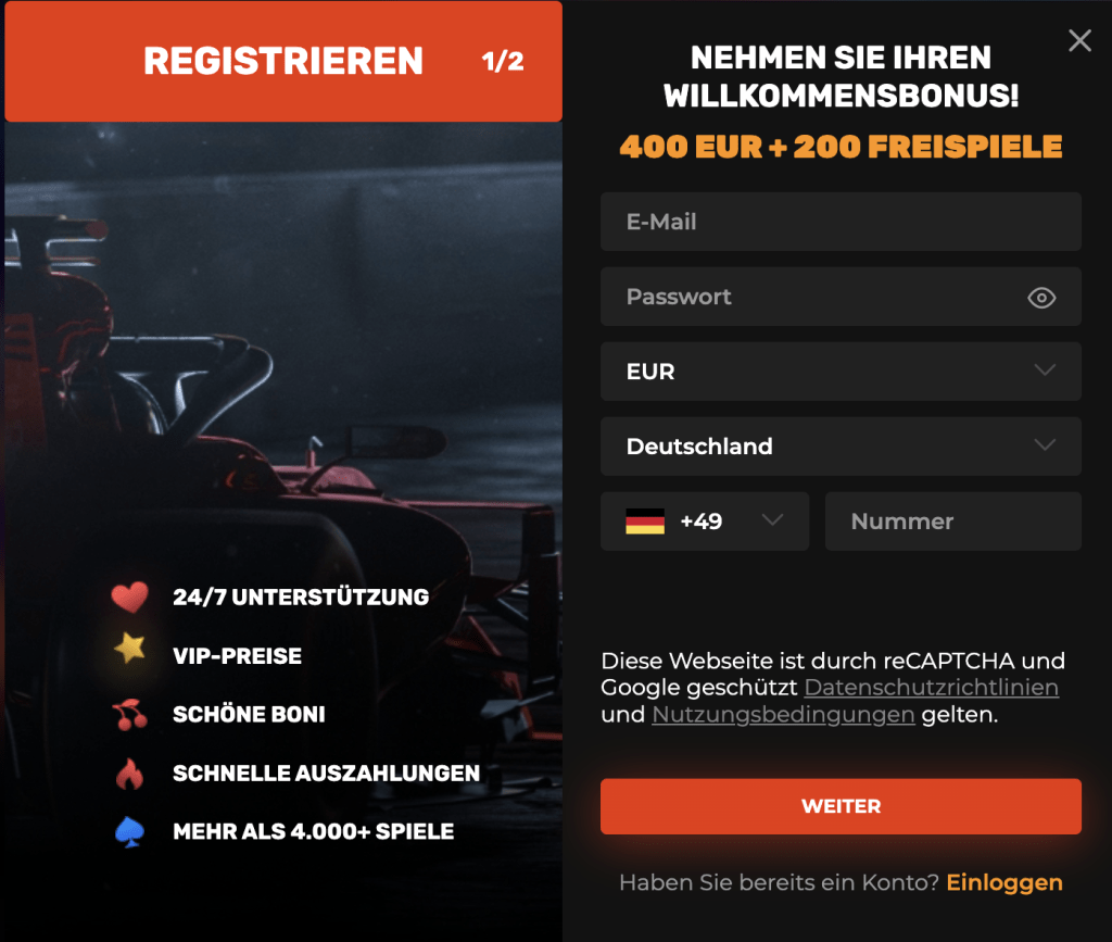 N1 Casino Login, Kundenkonto eingeben und Bonus erhalten